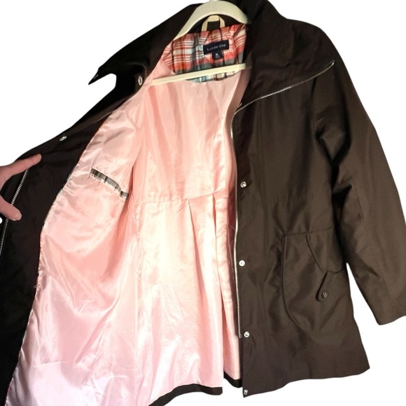 Land's End Trench Rain Coat Chocolate Brown Size Medium 10-12 - Picture 5 of 11